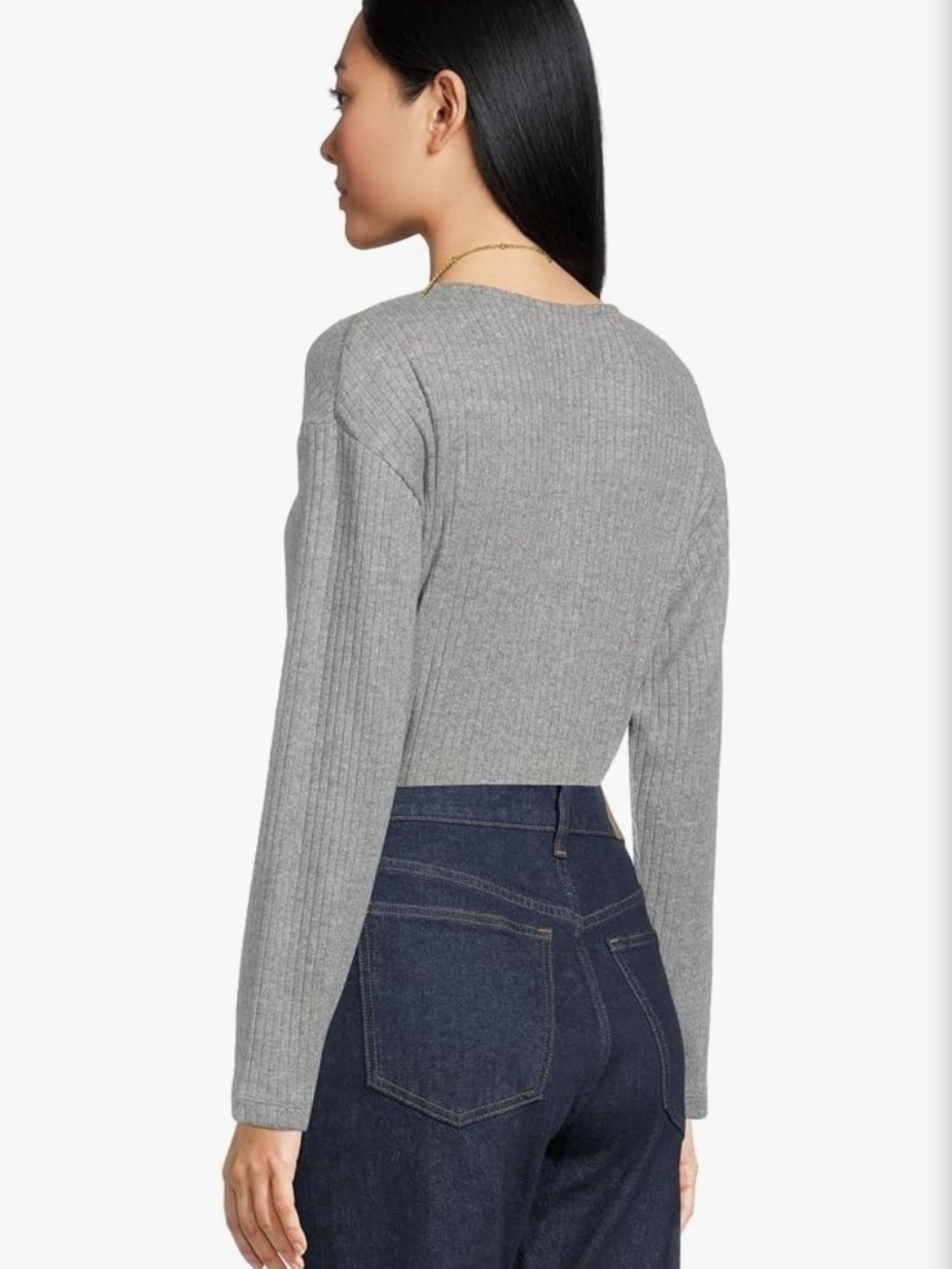 Madewell Womens, Crew Neck Cardigan Cozy Rib, Heather Grey, X-Large - Picture 6 of 9